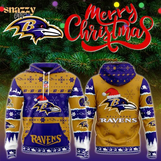 Baltimore Ravens 2024 Christmas Fleece Pullover Hoodie – Men’s Warm Holiday Sweatshirt for Winter, Festive Crewneck Design