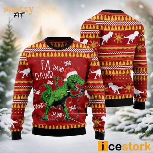 Christmas Singing Dinosaur Ugly Sweater