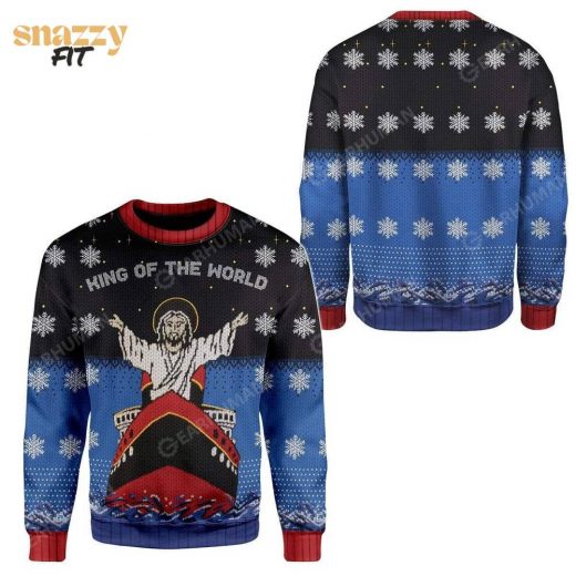 Cosplay King Of The World Titanic Jesus Ugly Sweater 2024 Xmas