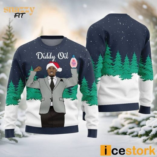 Diddy Oil Mens Ugly Christmas Navy Sweater