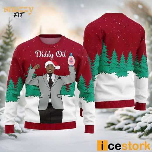 Diddy Oil Mens Ugly Christmas Red Sweater