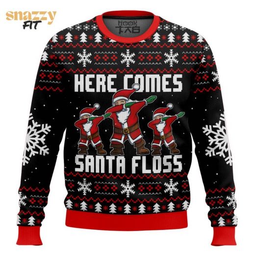 Here Comes Santa Floss Santa Claus Ugly Sweater