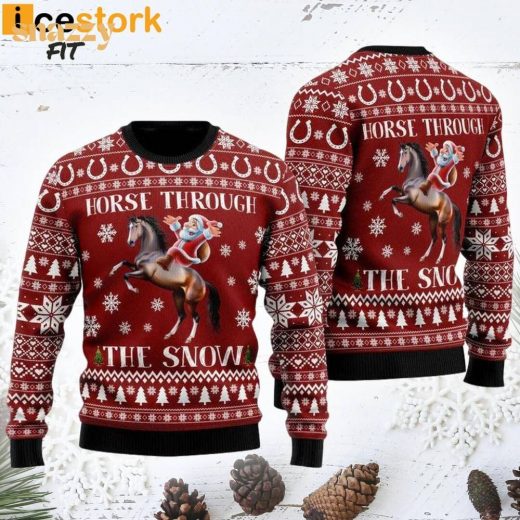 Horse Through The Snow Ugly Christmas Sweater