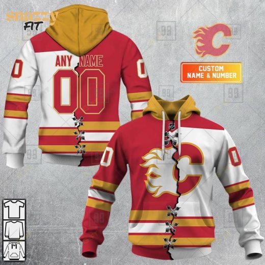 Personalized Nhl Calgary Flames Mix Jersey Hoodie