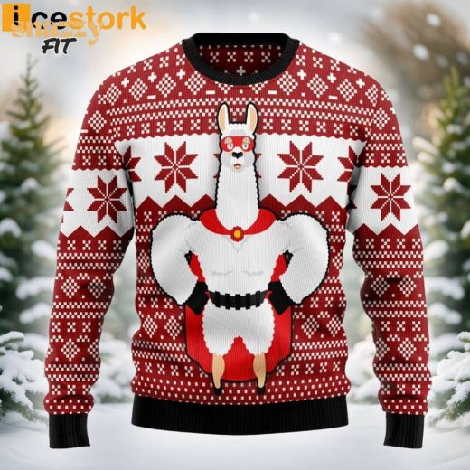 Llama Superhero Christmas Funny Ugly Sweater