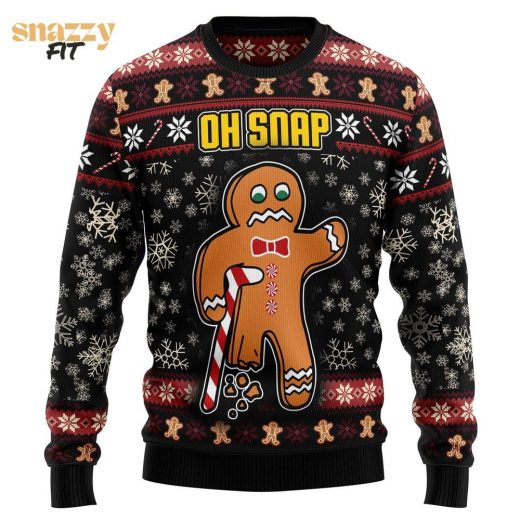 Oh Snap Bite Me Gingerbread Hot Design Ugly Sweater For Christmas 2024