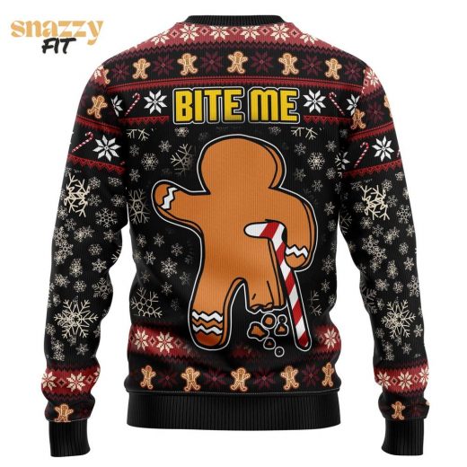 Oh Snap Bite Me Gingerbread Hot Design Ugly Sweater For Christmas 2024