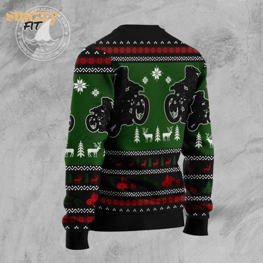 Santa Born To Ride Motorcycle Ugly Christmas Sweater