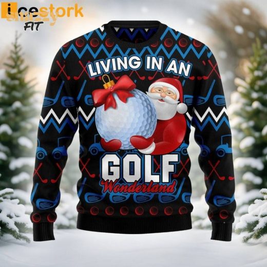 Santa Clause Golf Wonderland Funny Ugly Sweater