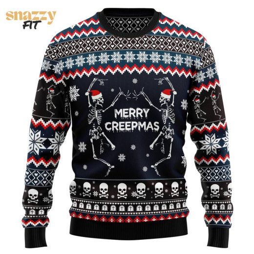 Skeleton Merry Creepmas Ugly Hot Design 2024 Christmas Sweater