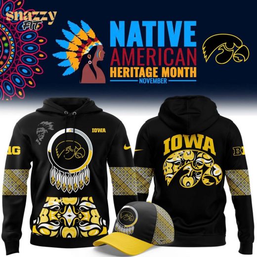 Black Iowa Hawkeyes 2024 Native American Heritage Month Hoodie – Men’s Premium Edition