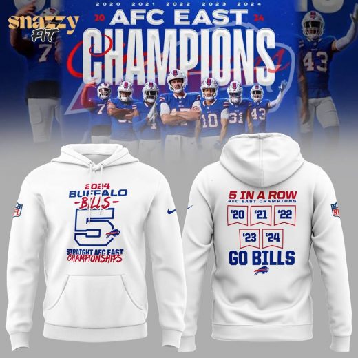 Buffalo Bills AFC EAST Champions 2024 Hoodie – White Edition (Limited)