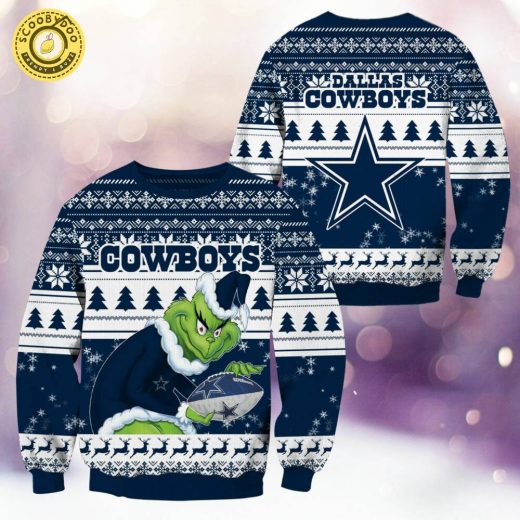 Dallas Cowboys Christmas Grinch Knitted Sweater – Celebrate the Holidays in Style