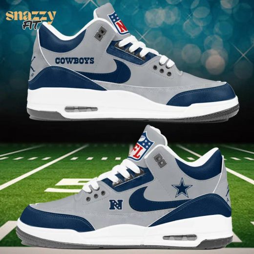 Dallas Cowboys Custom Name Air Jordan 3 Limited Silver Edition