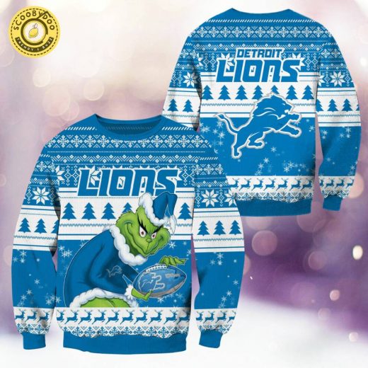 Detroit Lions Christmas Grinch Knitted Sweater – Cheer for Your Team This Season