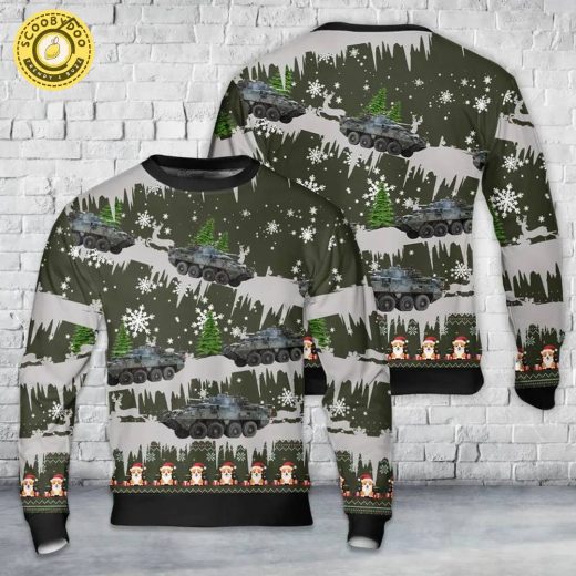 Finish Army Bushmaster Chain Gun AOP Christmas Sweater – Military Themed Holiday Wear