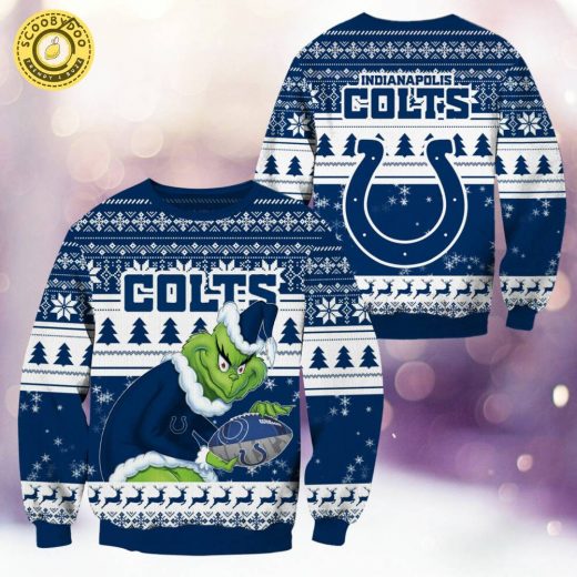 Indianapolis Colts Christmas Grinch Knitted Sweater – Show Off Your Team Spirit