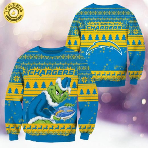 Los Angeles Chargers Christmas Grinch Knitted Sweater – Fun NFL Holiday Wear