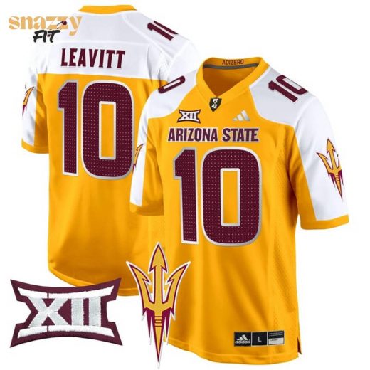 Men’s Arizona State Sun Devils 2024 Game Jersey V2 – All Stitched ( GOLD ALTERNATE – SAM LEAVITT)