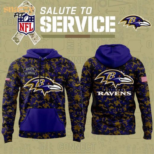 Men’s Baltimore Ravens Nike Camo 2024 Salute to Service Club Fleece Pullover Hoodie – Camouflage Design