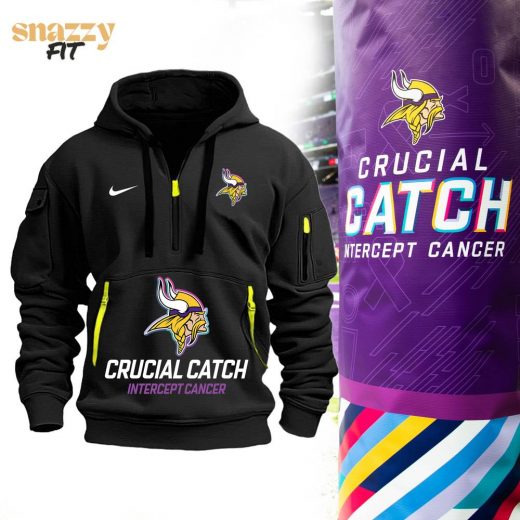 Minnesota Vikings Crucial Catch Black Half Zip Hoodie – 2024 Limited Edition