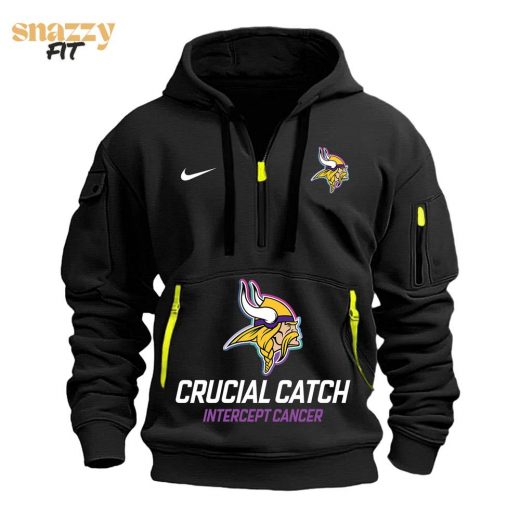 Minnesota Vikings Crucial Catch Black Half Zip Hoodie – 2024 Limited Edition