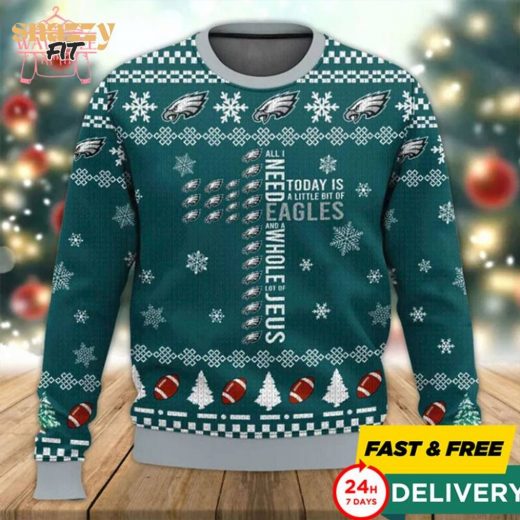 NFL Philadelphia Eagles Ugly Christmas Sweater – Cross Design 2024 Fan Edition