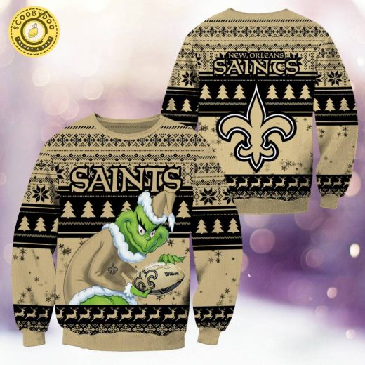 New Orleans Saints Christmas Grinch Knitted Sweater – Holiday Spirit with Style