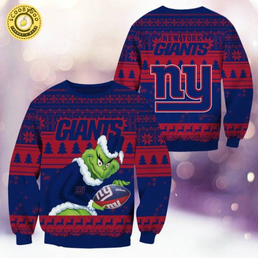 New York Giants Christmas Grinch Knitted Sweater – Festive Fan Gear