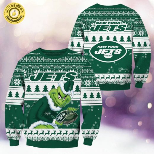 New York Jets Christmas Grinch Knitted Sweater – Cheerful Holiday Apparel