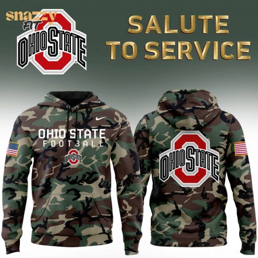 Ohio State Buckeyes 2024 Nike Camo Salute to Service Pullover Hoodie