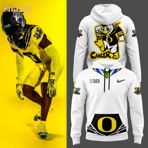 Oregon Ducks Stomp Out Cancer Heroes Hoodie – White