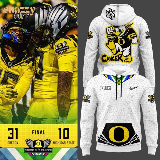 Oregon Ducks Stomp Out Cancer Limited Hoodie – White