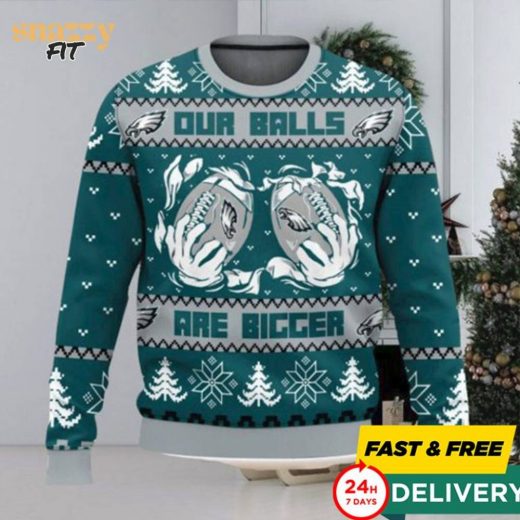 Philadelphia Eagles 3D Ball Ugly Christmas Sweater – Christmas Gift for Men & Women