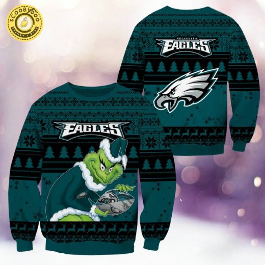 Philadelphia Eagles Christmas Grinch Knitted Sweater – Celebrate with Team Spirit