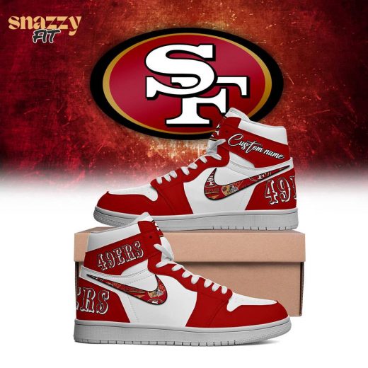 San Francisco 49ers Air Jordan 1 Personalized Red and White