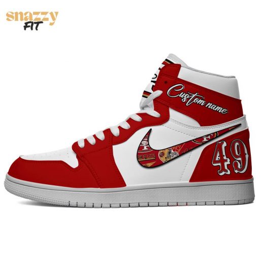 San Francisco 49ers Air Jordan 1 Personalized Red and White