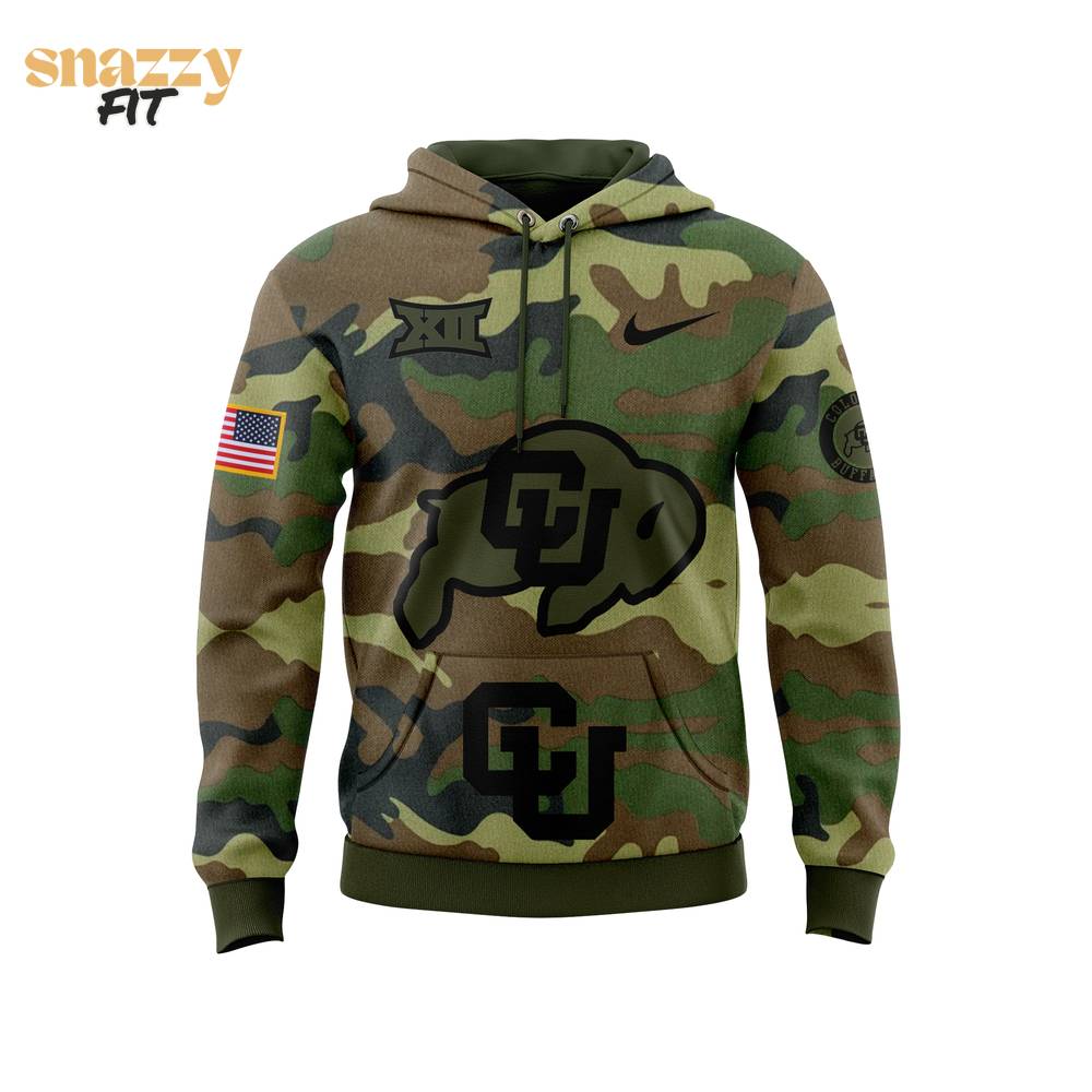 Colorado Buffaloes Football Camo Salute to Service Club Fleece Pullover Hoodie Colorado Buffaloes Football Camo Salute to Service Club Fleece Pullover Hoodie