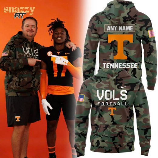 Tennessee Football Nike Camo Salute to Service Club Custom Name Hoodie