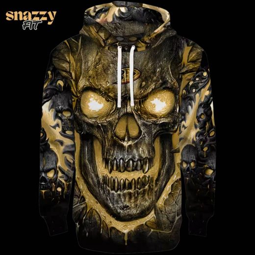 Anaheim Ducks Demonic Skull Gold Black Hoodie