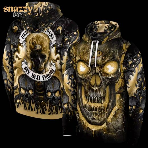 Anaheim Ducks Demonic Skull Gold Black Hoodie