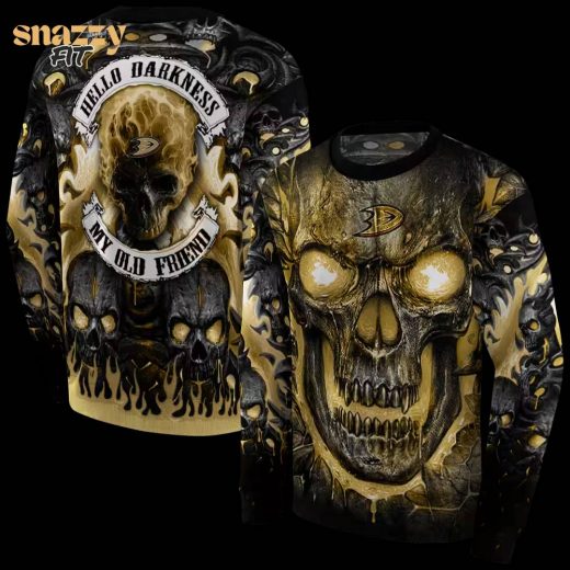 Anaheim Ducks Demonic Skull Gold Black Sweatshirt