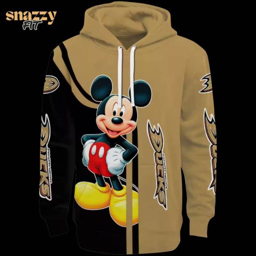 Anaheim Ducks Mickey Mouse Gold Black Hoodie