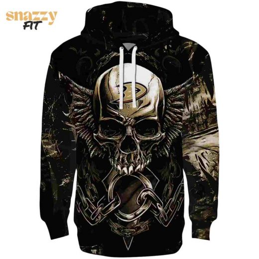 Anaheim Ducks Skull Artwork Gold Black Hoodie