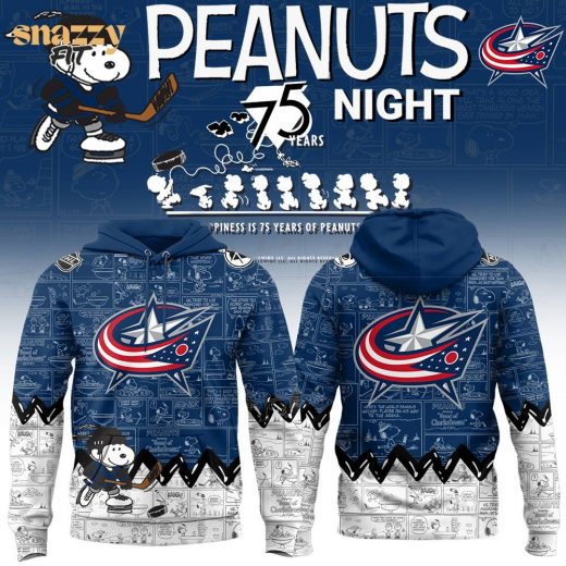 Columbus Blue Jackets Hoodie Peanuts 75 Years Night 2025