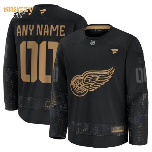 Detroit Red Wings Black Military Appreciation Custom Practice Jersey