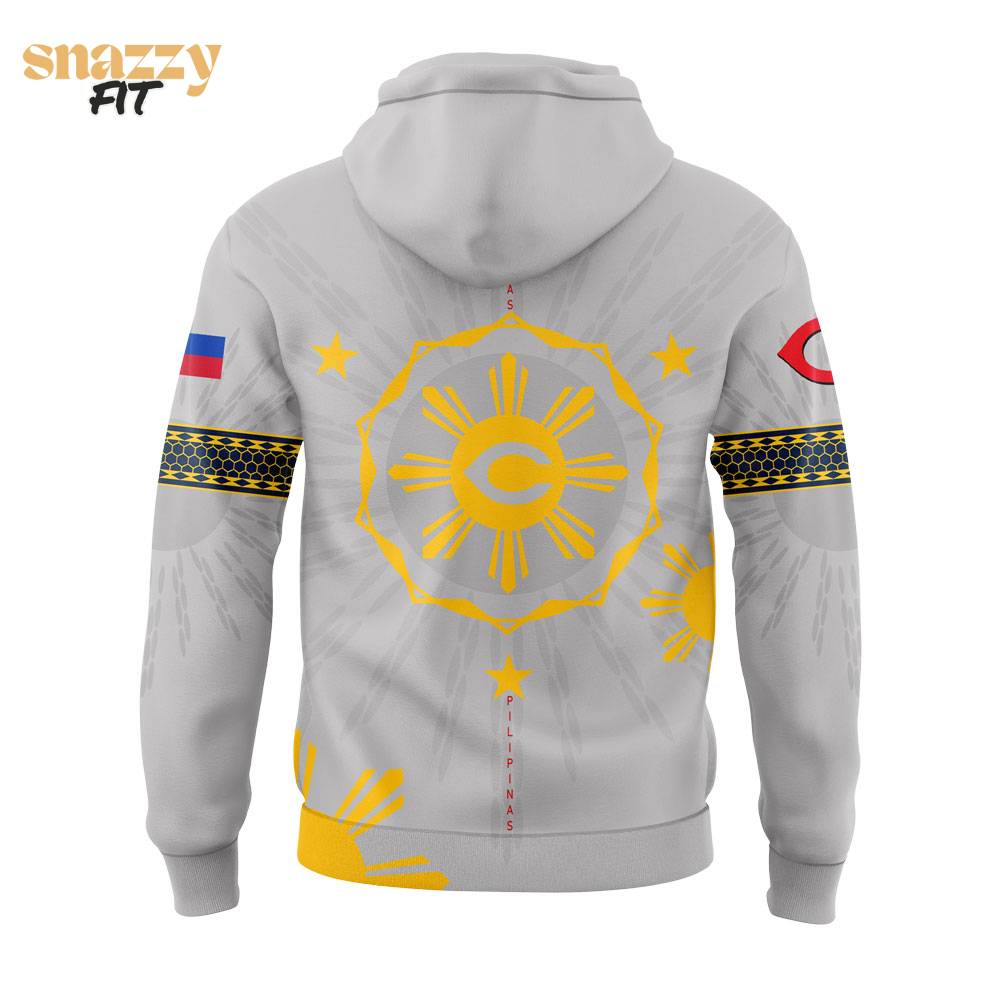 Cincinnati Reds Filipino Heritage Night Grey Hoodie Cincinnati Reds Filipino Heritage Night Grey Hoodie