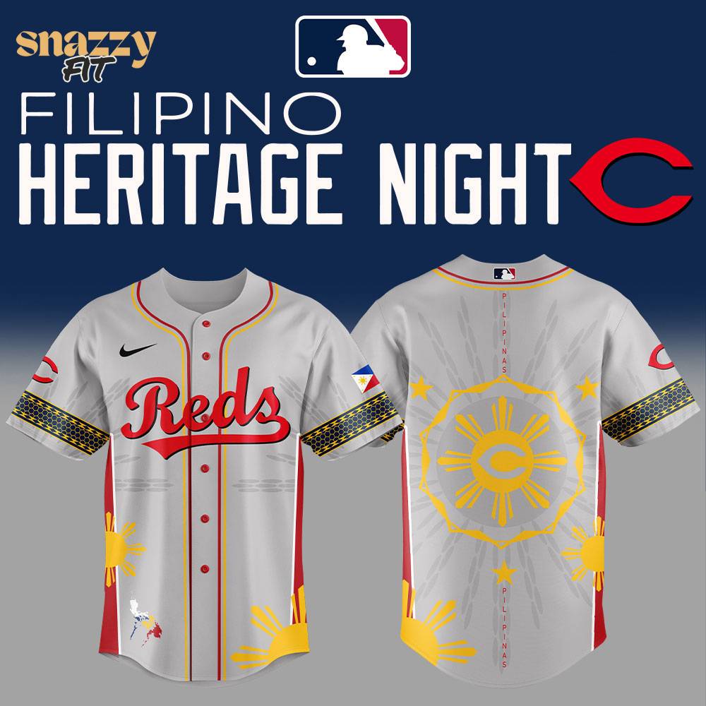 Cincinnati Reds Filipino Heritage Night Grey Jersey Cincinnati Reds Filipino Heritage Night Grey Jersey