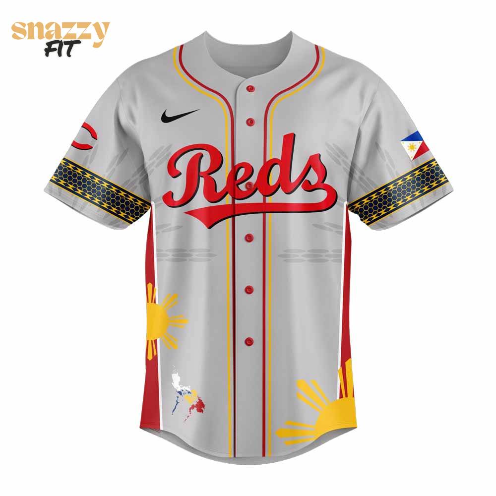 Cincinnati Reds Filipino Heritage Night Grey Jersey Cincinnati Reds Filipino Heritage Night Grey Jersey