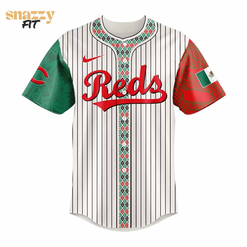 Cincinnati Reds Mexican Heritage Night Striped Jersey Cincinnati Reds Mexican Heritage Night Striped Jersey